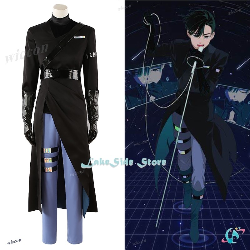 キ Anime ALIEN STAGE Ivan Cosplay Costume Outfit Black Suit Wig IDOL