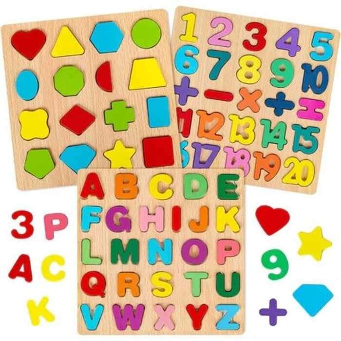 Alphabet Digital Puzzle Wooden Toys Kid Number Letter Shape Matching ...