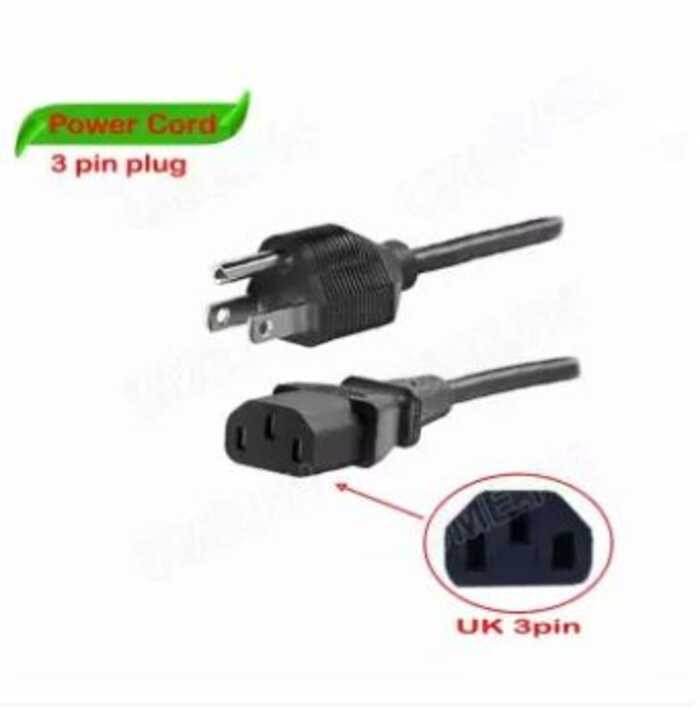 Power Cord 220V / AC CPU US Plug 3 Pin For PC Computer Printer Monitor ...
