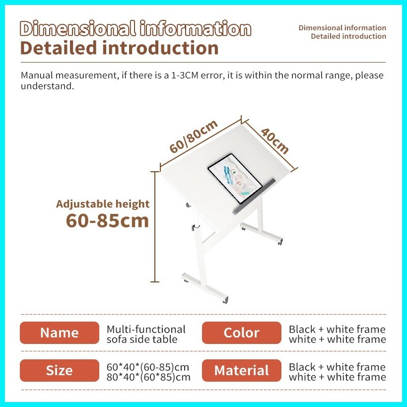 COD Adjustable Laptop Table Foldable Study Table Writing Drawing Desk ...
