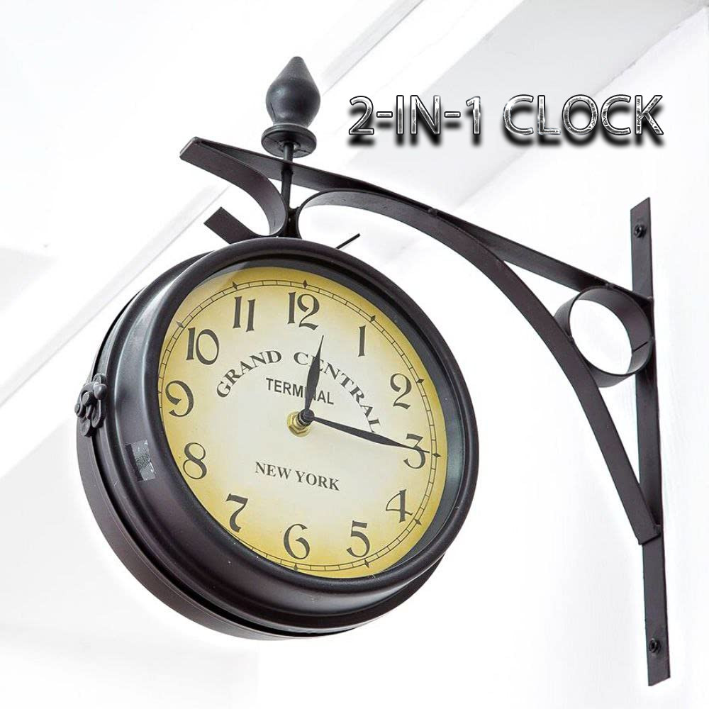 Double Sided Nordic Seiko Digital Mechanical Retro Vintage Wall Clock ...