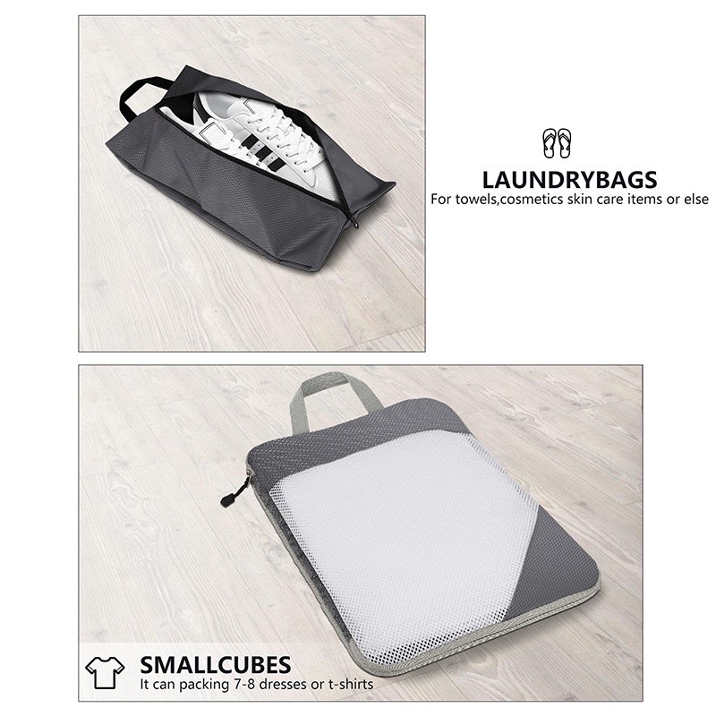 6pcs Compression Packing Cubes Net Travel Storage Luggage Organizer ...