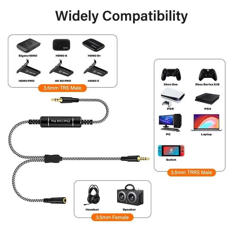 Chat 260Cm Link Audio Adapter Cable With In-Line Isolator Elgato S+ ...