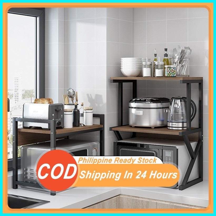 Microwave oven storage rack table Desktop oven rack doublelayer product ...