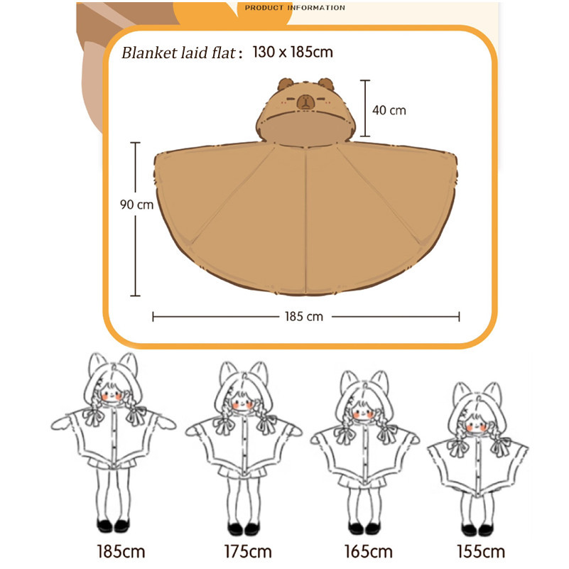 Capybara Shawl Cloak Sleeping Robe Lazy Cloak Air Conditioning Blanket ...