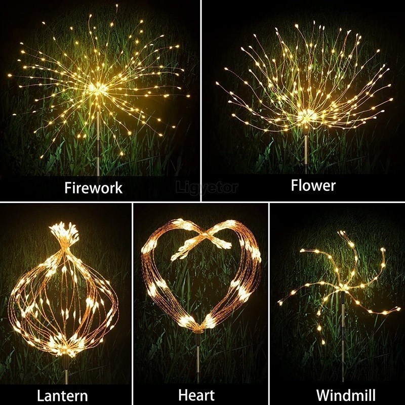 Solar Garden Lights Outdoor Waterproof LED Firework Lamps for Fowerbed ...