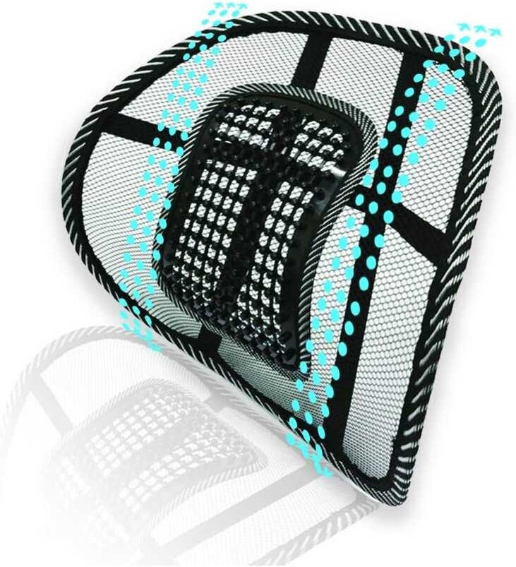 lumbar Big Ant support, car mesh back support with massage beads