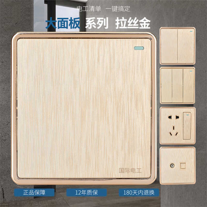 International Electrician Wall Switch Socket Panel Brushed Gold Two ...