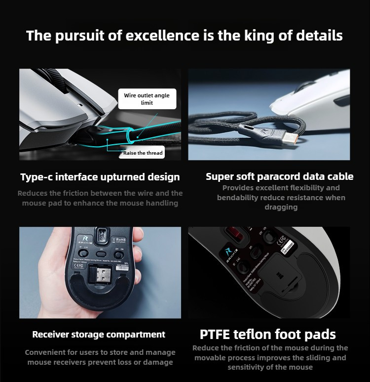 RAWM SH01 PRO Gaming Esports Mouse 8K Polling Rate Wireless 3950 ...
