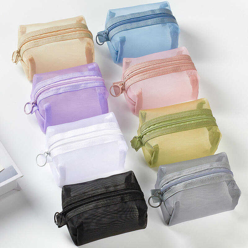 Mini Clear Nylon Mesh Cosmetic Bags Cute Women Small Lipstick Makeup ...