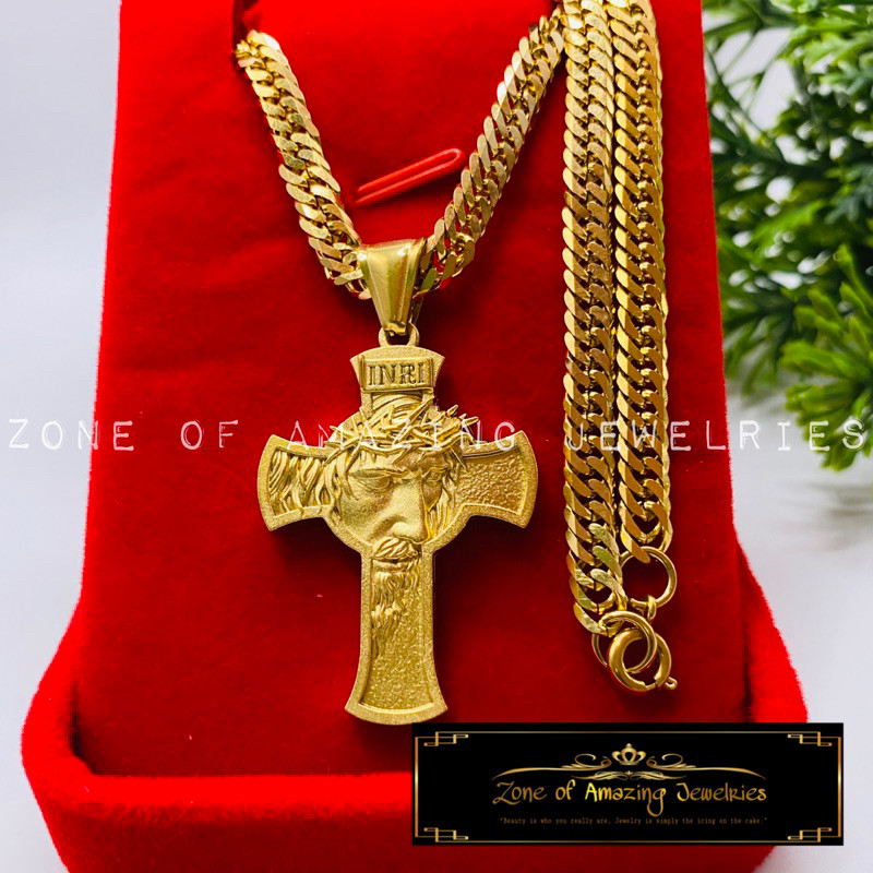 zoaj.ph Jesus of Nazareth Cross Embossed Religious Necklace with Japan ...