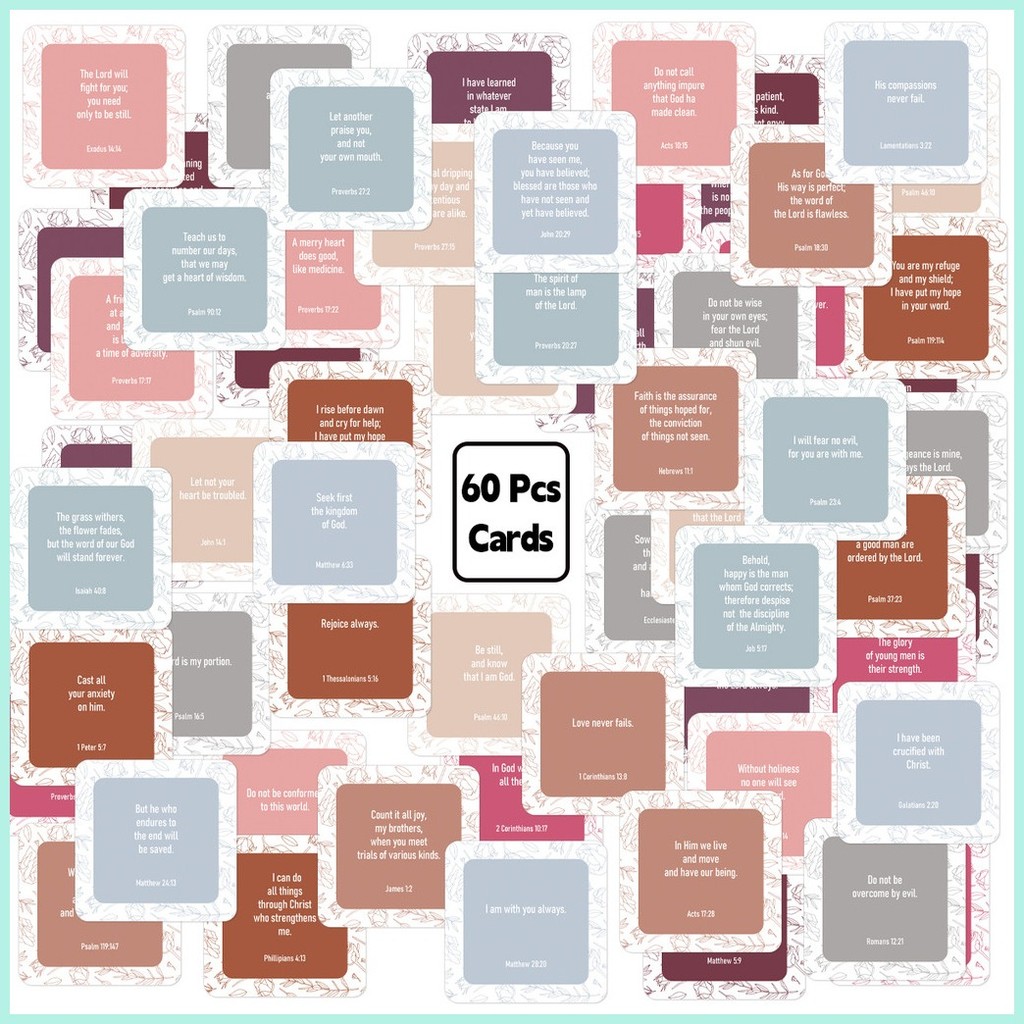Bible Verse Cards, 60 Unique, Assorted Mini Scripture Encouragement ...