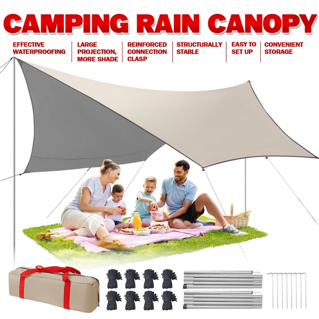 Outdoor Canopy Awning Waterproof Tarp Canopy Tent Tarpaulin Shade Anti ...