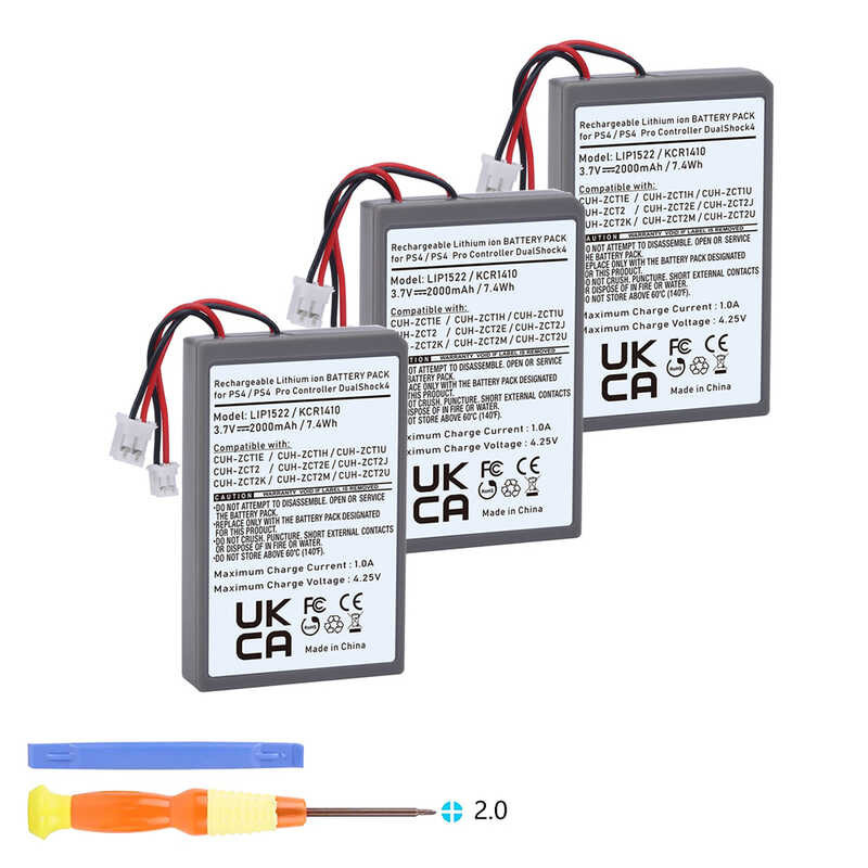 thumbnail image 2 of Kastar 2000mAh Li-Ion Battery For Sony PlayStation 4 DualShock Controllers - Replaces LIP1522/KCR1410 2 of 3