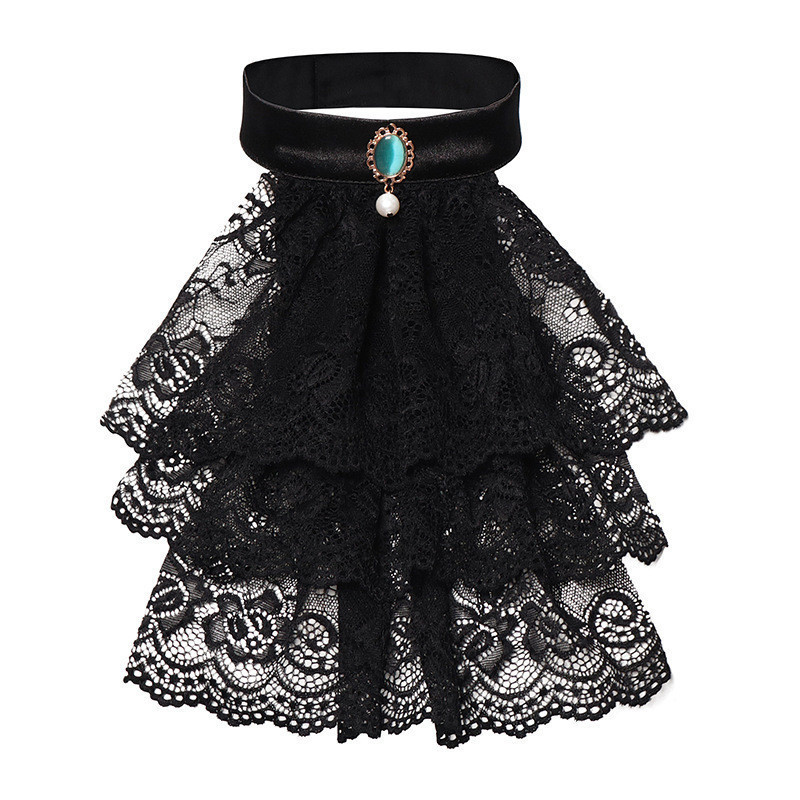 Men Women Victorian Neck Collar Medieval Bosom Shirt Lace Jabot Tie ...