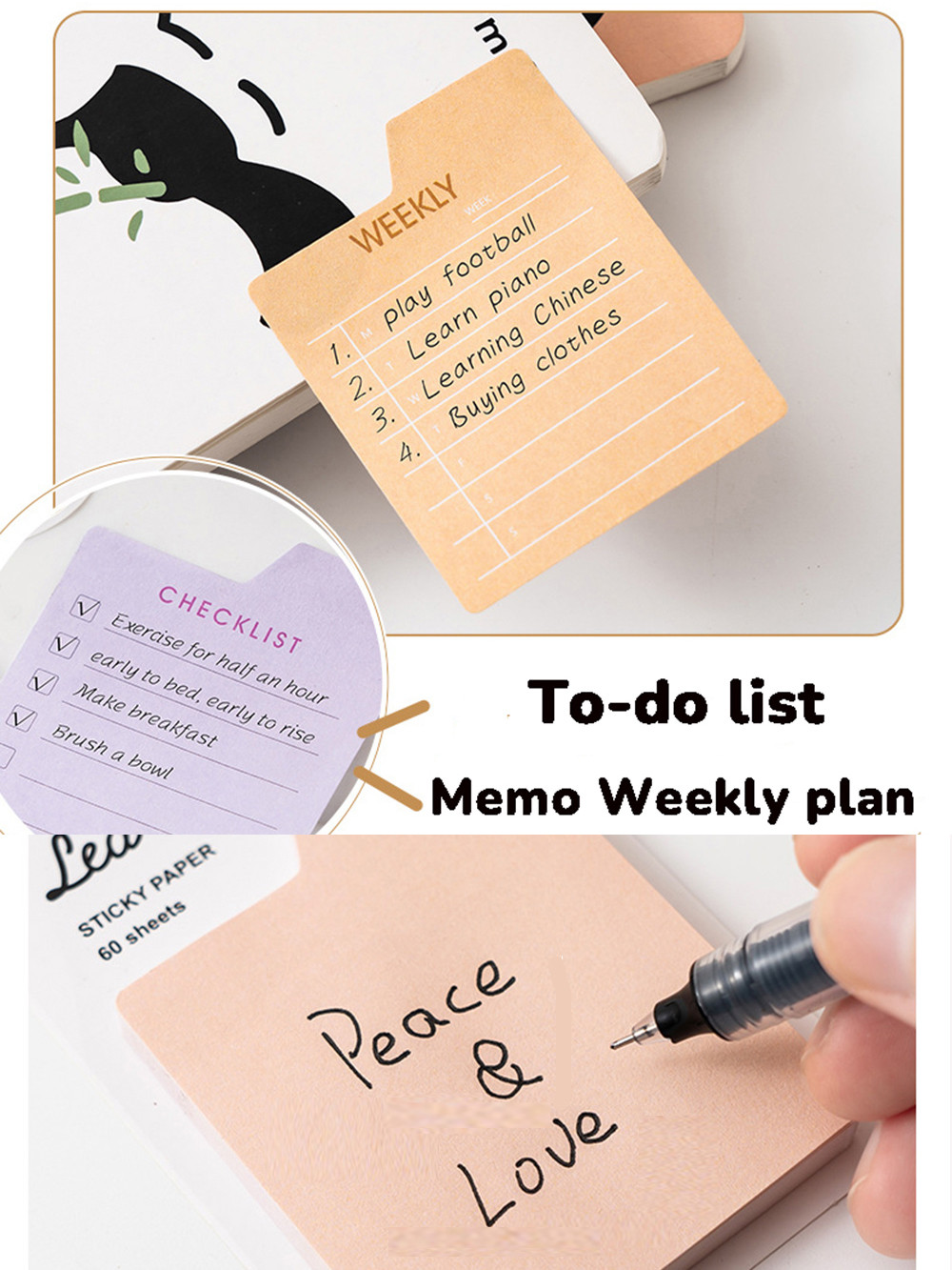 60 Sheets Multifunctional Sticky Notes Notepad Memo To Do List Planner ...