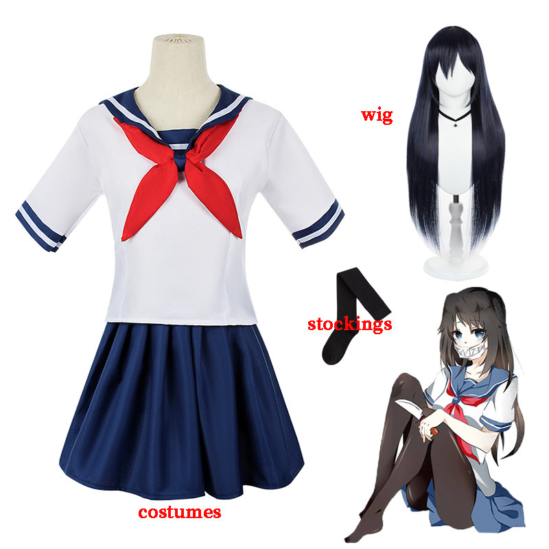 Game Yandere Simulator Osana Nimi Cosplay Costumes Wig Ayano Aishi Girl