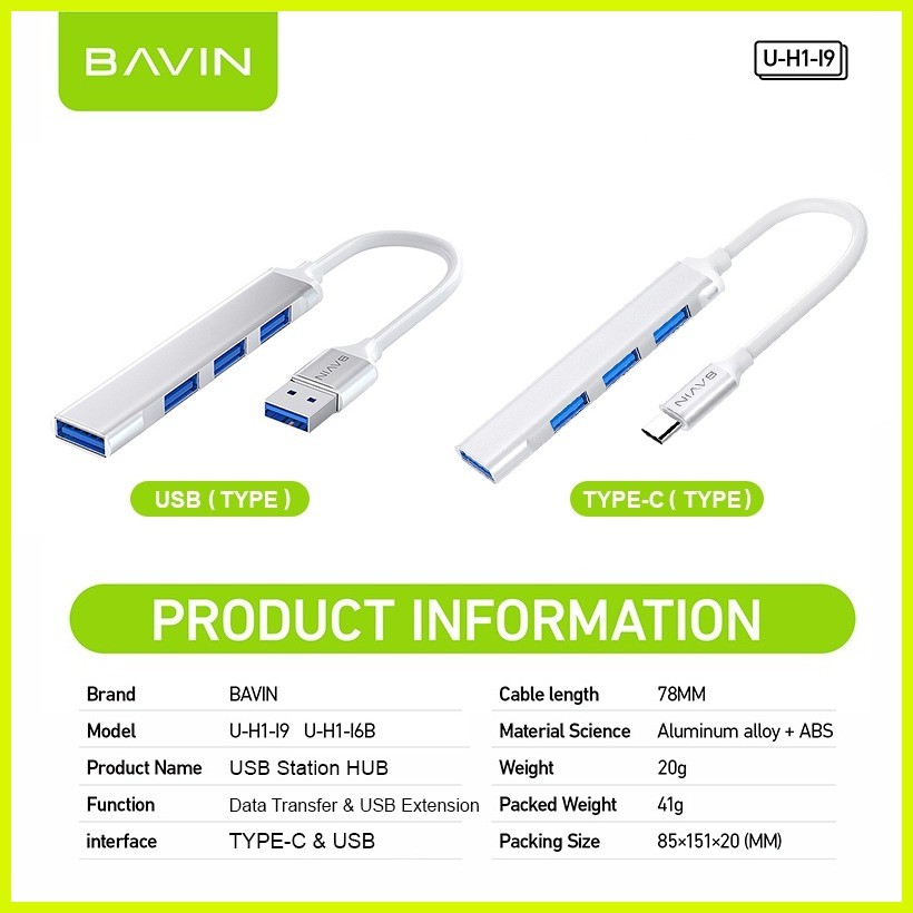 BAVIN I9 / I6B 4in1 USB Hub Adapter Docking Station Support Data ...
