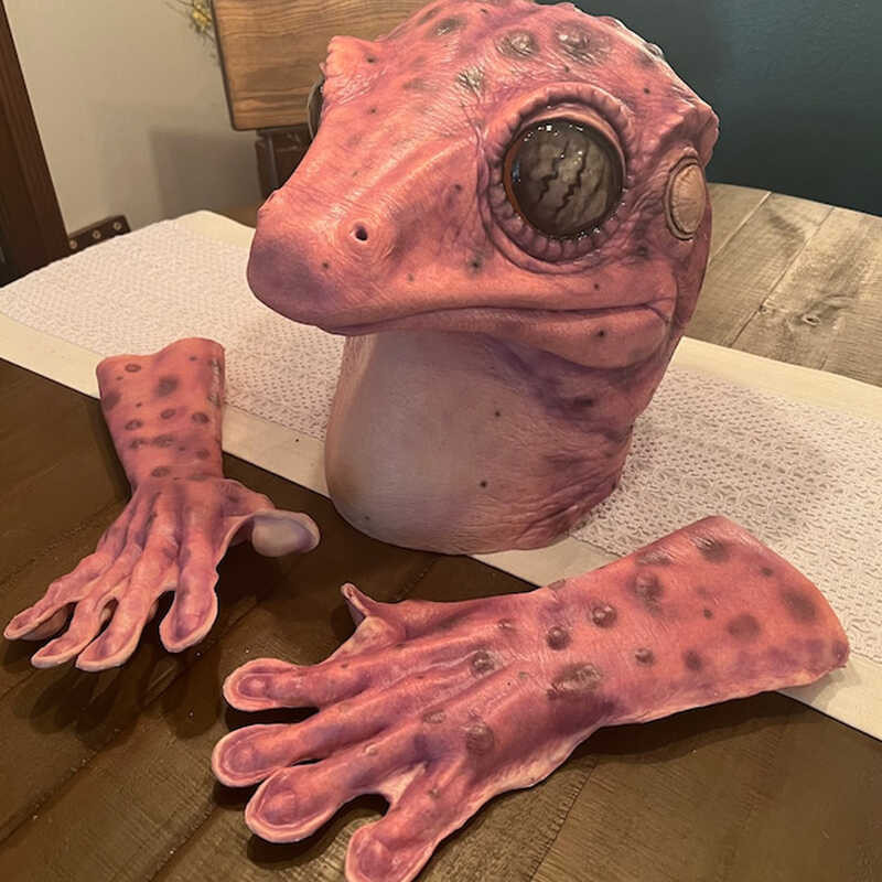 Animal a Frog lizard Mask Gloves Cosplay Funny Reptile Alien Latex ...