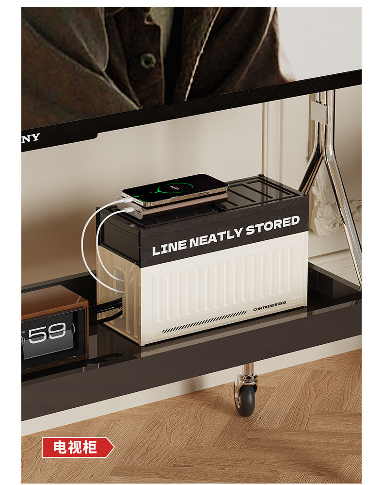 Wire Storage Box Power Strip Organizer Box Double-Layer Storage Rack ...