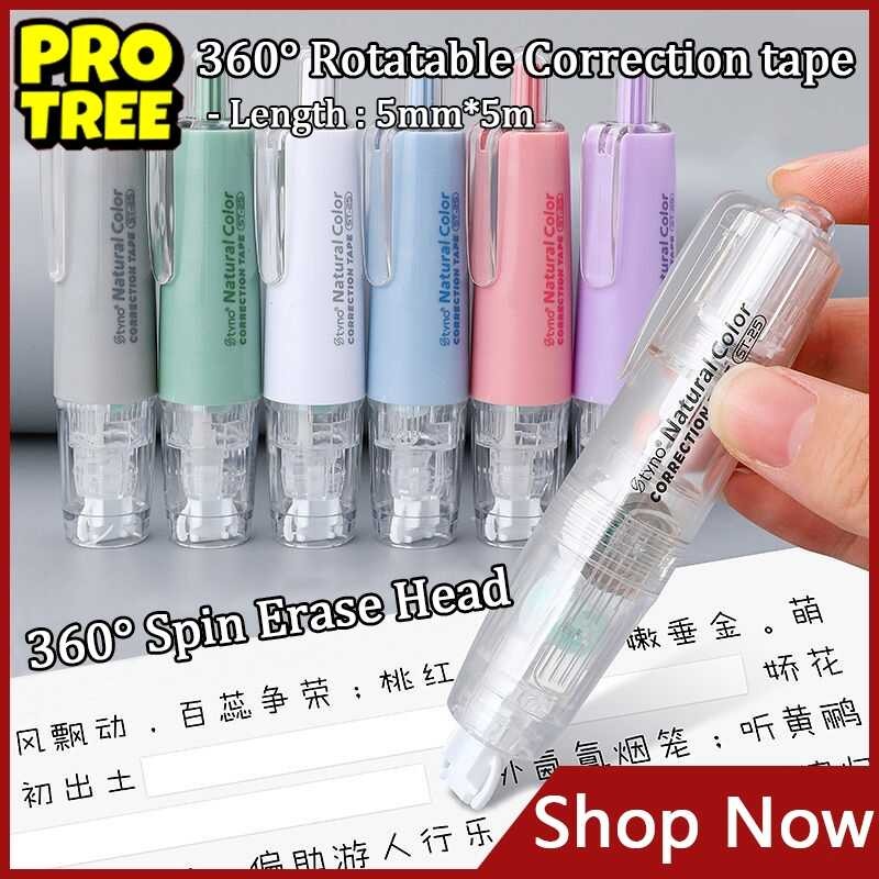 Colorful 360° Rotatable Correction Tape Press Type 5M Replaceable ...
