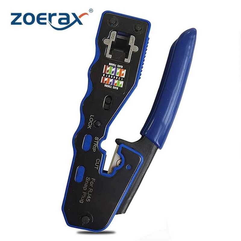 ZOERAX RJ45 Crimping Tool Pass Through Crimper for Cat6 Cat5 8P8C ...