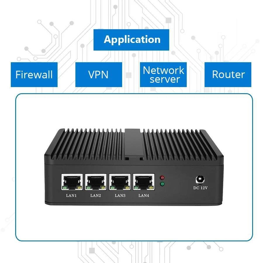 Router Firewall pFsense Fanless Mini PC Celeron J1900 J4125 Core 4 LAN ...