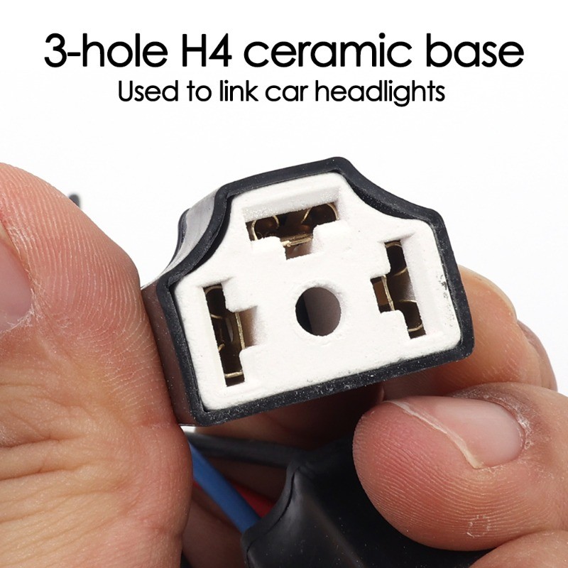 3-Hole Ceramic Car Headlight Connector Light Beam Socket Plug 13cm H4 ...