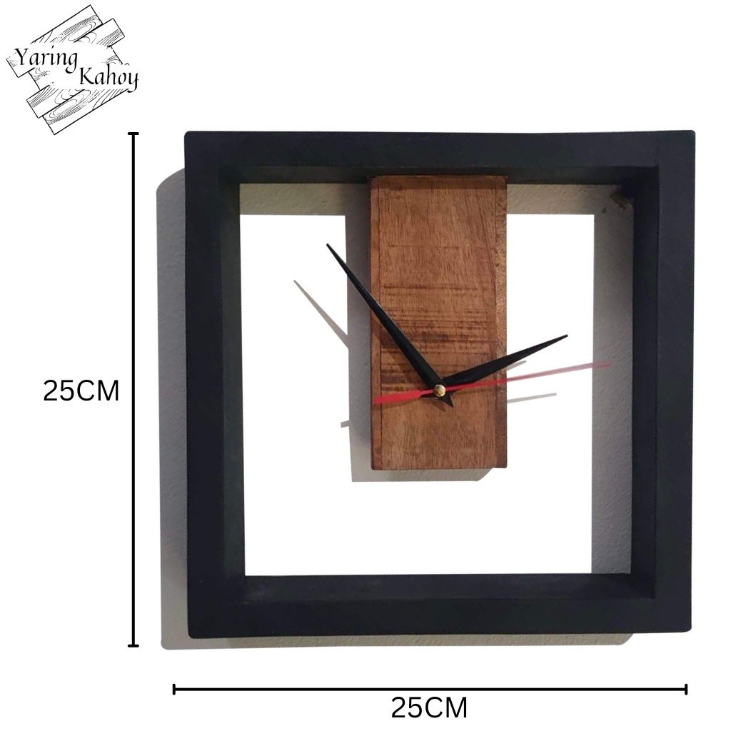 SQUARE CLOCK HALF CENTER wall clock analog display wood furniture ...