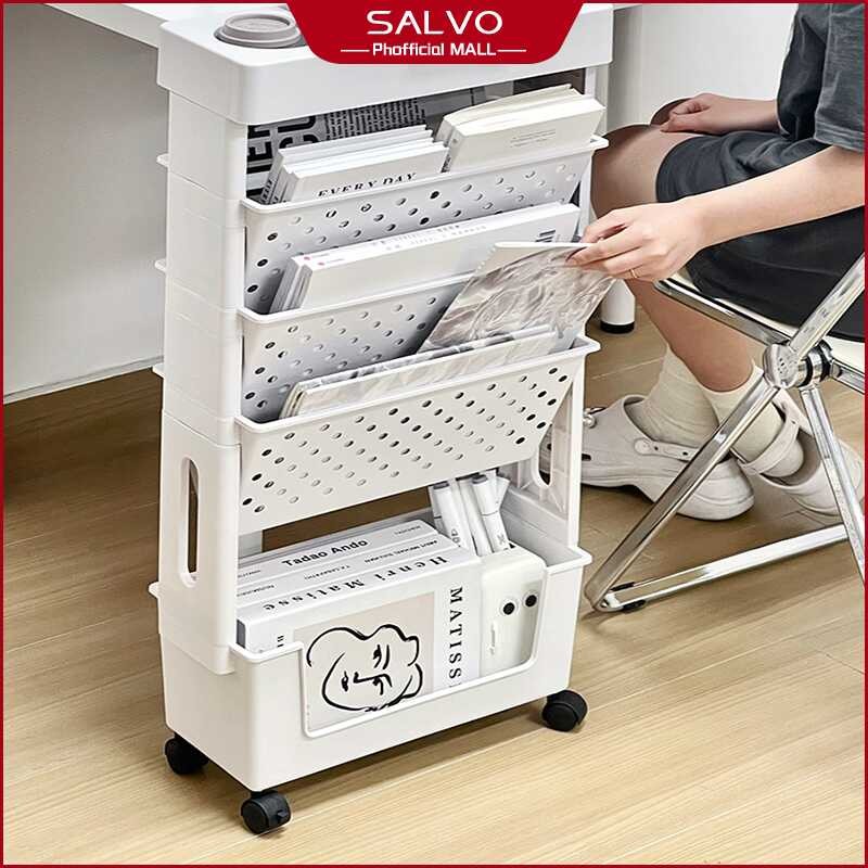 SALVO Bookshelf Trolley Cart Rack Storage Rack Storage Organizer Moving ...