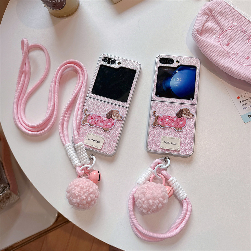 Korean Cute Pink Clemence Puppy Hair Ball Bell Portable Rope Case for ...