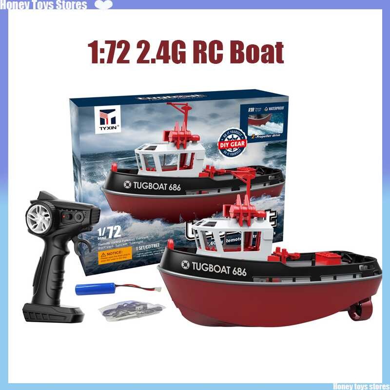 Remote 2.4G 8Km/H Control Tugboat 1:72 Boat Water Toy Charging Electric ...