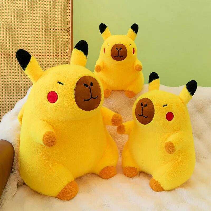 Cartoon Pikachu Capybara Plush Doll Toy Anime Cute Pikachu Puffer Fish ...
