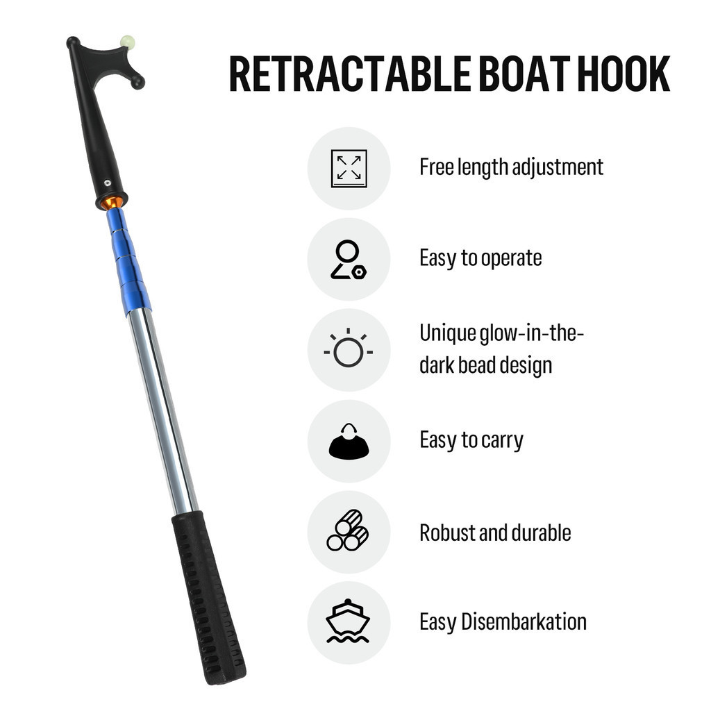 SANLIKE Telescoping Boat Hooks Adjustable Boat Push Hook Rod with ...