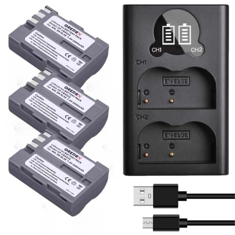 Batteria EN-EL3E 2 Pezzi + Caricabatterie USB - Compatibile Nikon D90 D300 D700 E Altri - Foto 6
