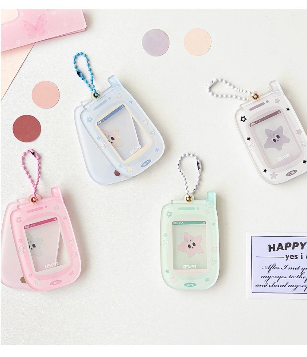 Photocard Holder Keychain Kpop With Landyard Pink Cute Transparent Acrylic Card Case Sleeves K-Pop Photo Cards Protector With Heart Butterfly Charm Strap Korean ID Card Holder For Women Girls - View #11