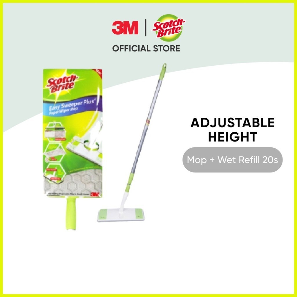 3M ScotchBrite Easy Sweeper Plus Starter Kit + 1 Pack Wet Refill