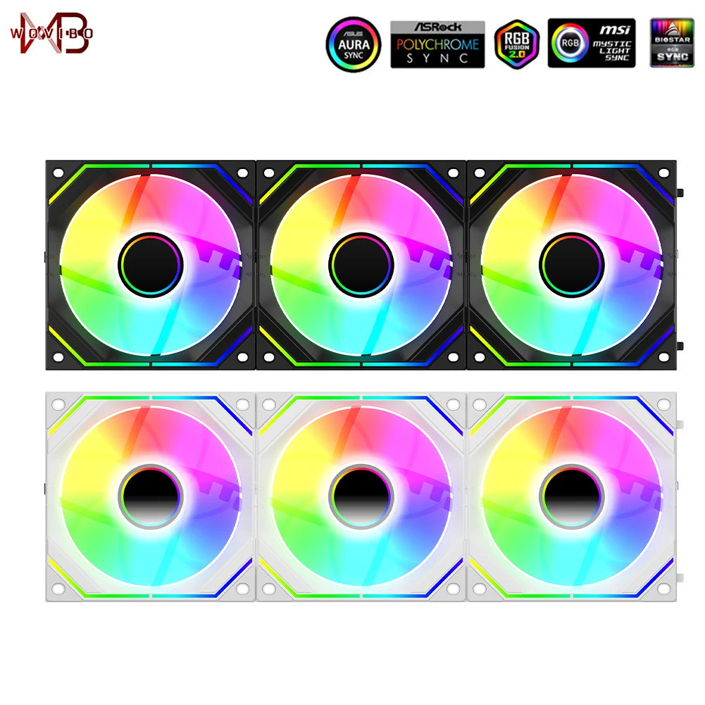 Wovibo 120Mm Uni Fan Wireless PWM 4Pin Ventilador RGB PC Computer Case ...