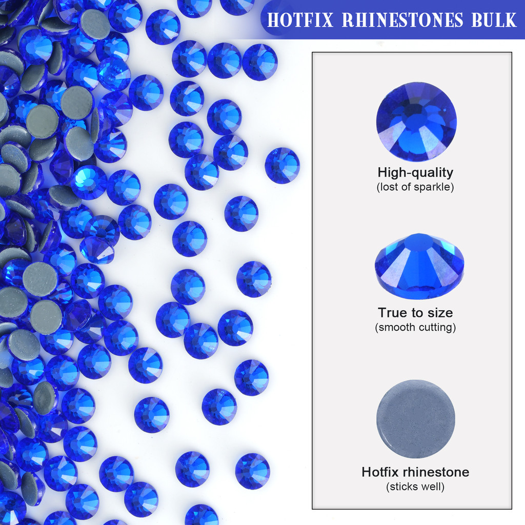 Glitter Sapphire Hot-Fix Rhinestones Crystal Glass Iron On Rhinestone ...