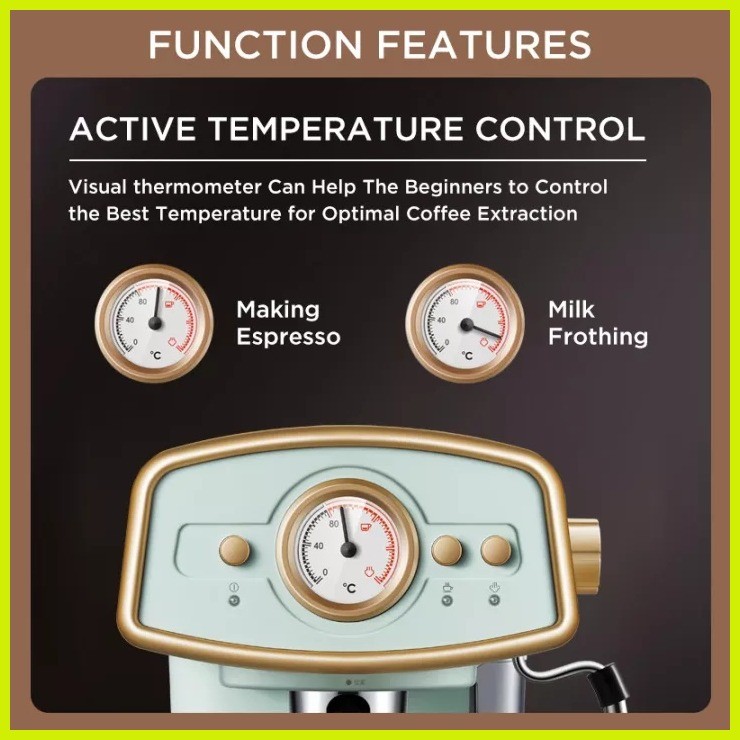 Petrus PE2190 Semiautomatic Italian Espresso Coffee Machine with steam