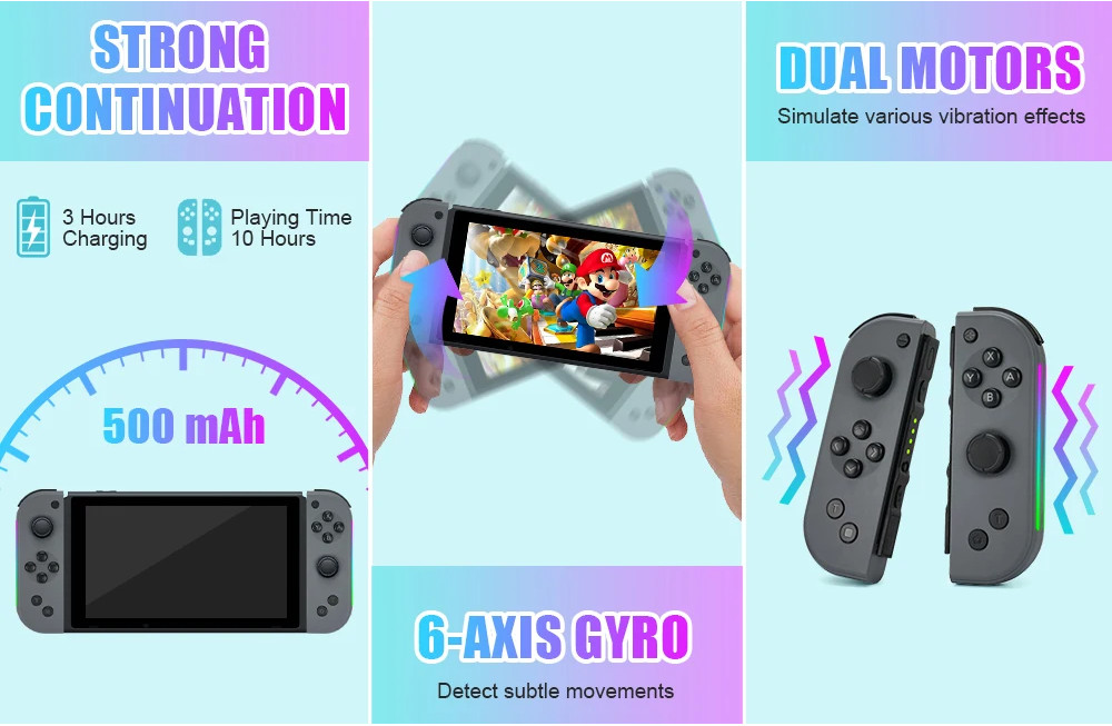 JoyPad Switch Controller Lateral Luminescence Joy Cons L/R Compatible ...