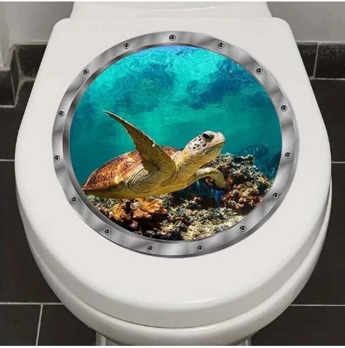 toilet 3D turtle cover sticker sticker, marine fish turtle waterproof ...