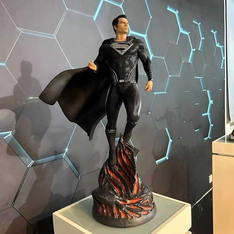 Justice League Real Face Sculpture Black Superman Base With Light Resin ...