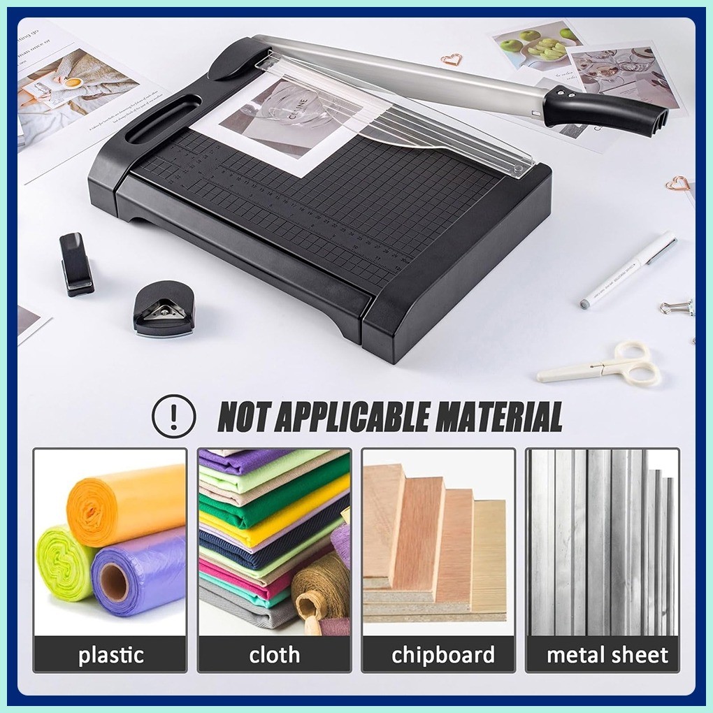 4in1 Paper Cutter 12" Sharp Blade trimmer Black 10 Sheets Capacity w ...