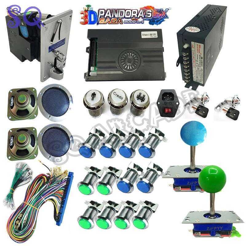 Saga 3D Ex2 10000 In 1 Arcade Game Box DIY Kit Joystick Led Lights Push ...