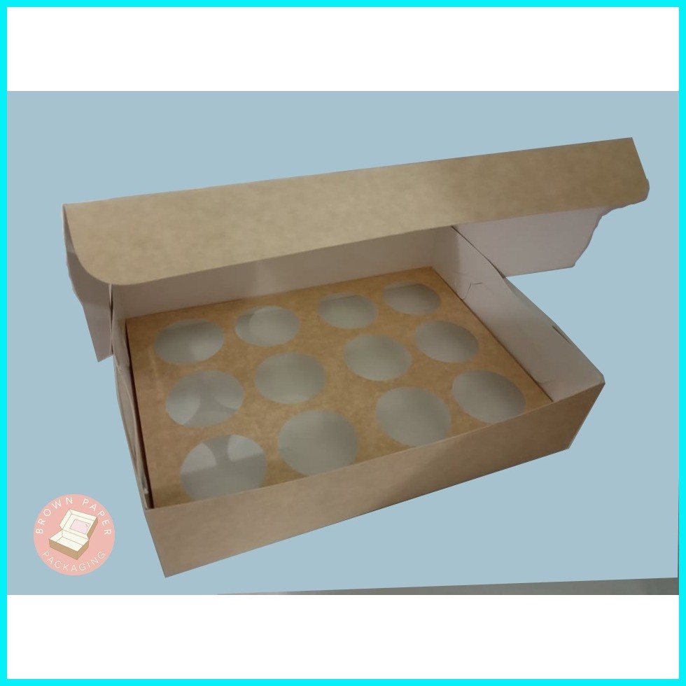 12x9x3 Preformed Cupcake Box with window in packs of 10pcs(Brown Paper ...