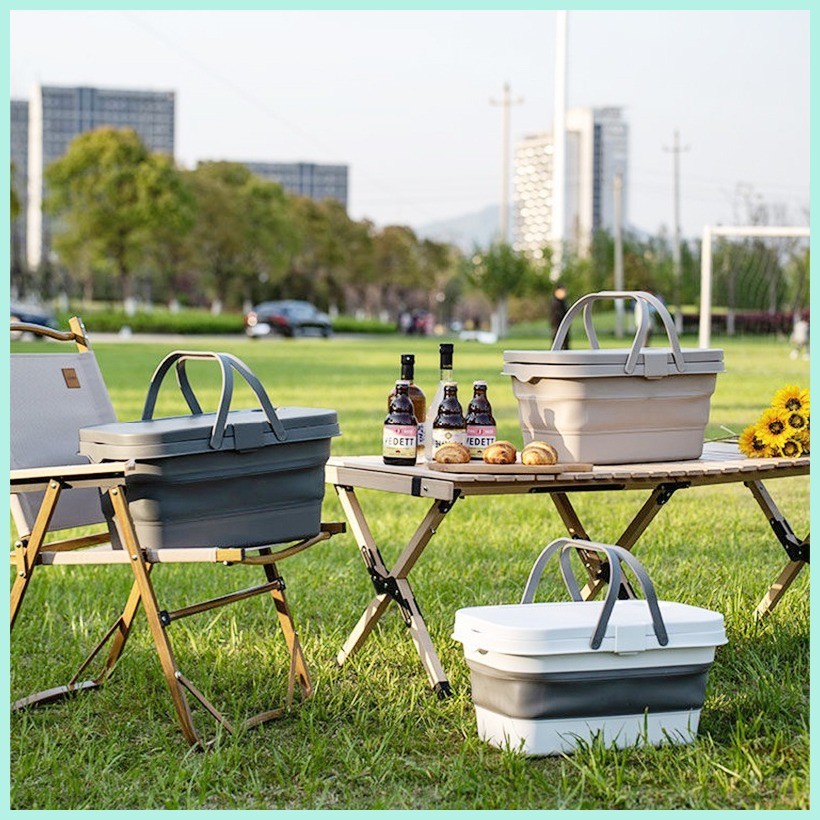OFNATURE Foldable Picnic Basket Multi-Function Food Tray Table For ...
