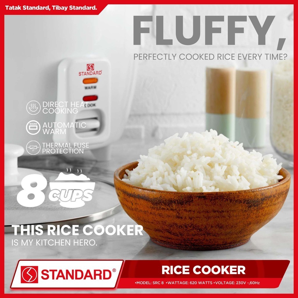 Standard Rice Cooker 1.5L (Plain White) SRC 8 | Shopee Philippines