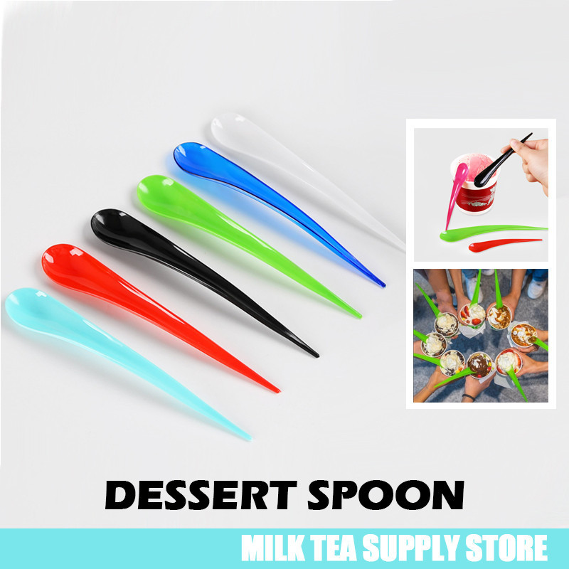 100pcs Dessert Spoon Drop Shape Spoon Ice Cream Milkshake Cake HaloHalo ...
