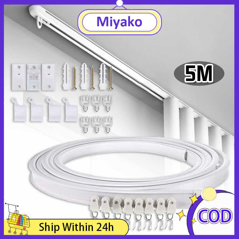 5 Meter Flexible Ceig PVC Bendable Window Rod Rail Curtain Mounted ...